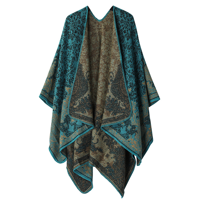 WeHello-Cashmere hiver chaud Ponchos et Capes pour femmes, châles et enveloppes féminins, Pashmina Floral, Capes Poncho femme dame