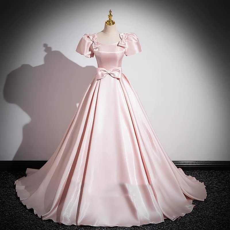 Robe de soirée en satin rose pour femme, nouvelle collection 2026, style élégant, pour soirée, chorale, cérémonie, défilé de mode, banquet, robe sur mesure