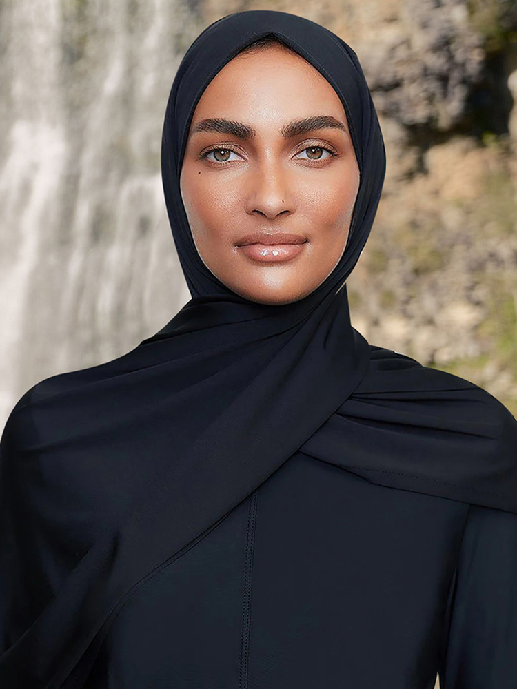Solide modeste islamique musulman natation Hijab tête enveloppement instantané Turban noir écharpe femmes plaine longue tête foulards Bandanna 160*55CM
