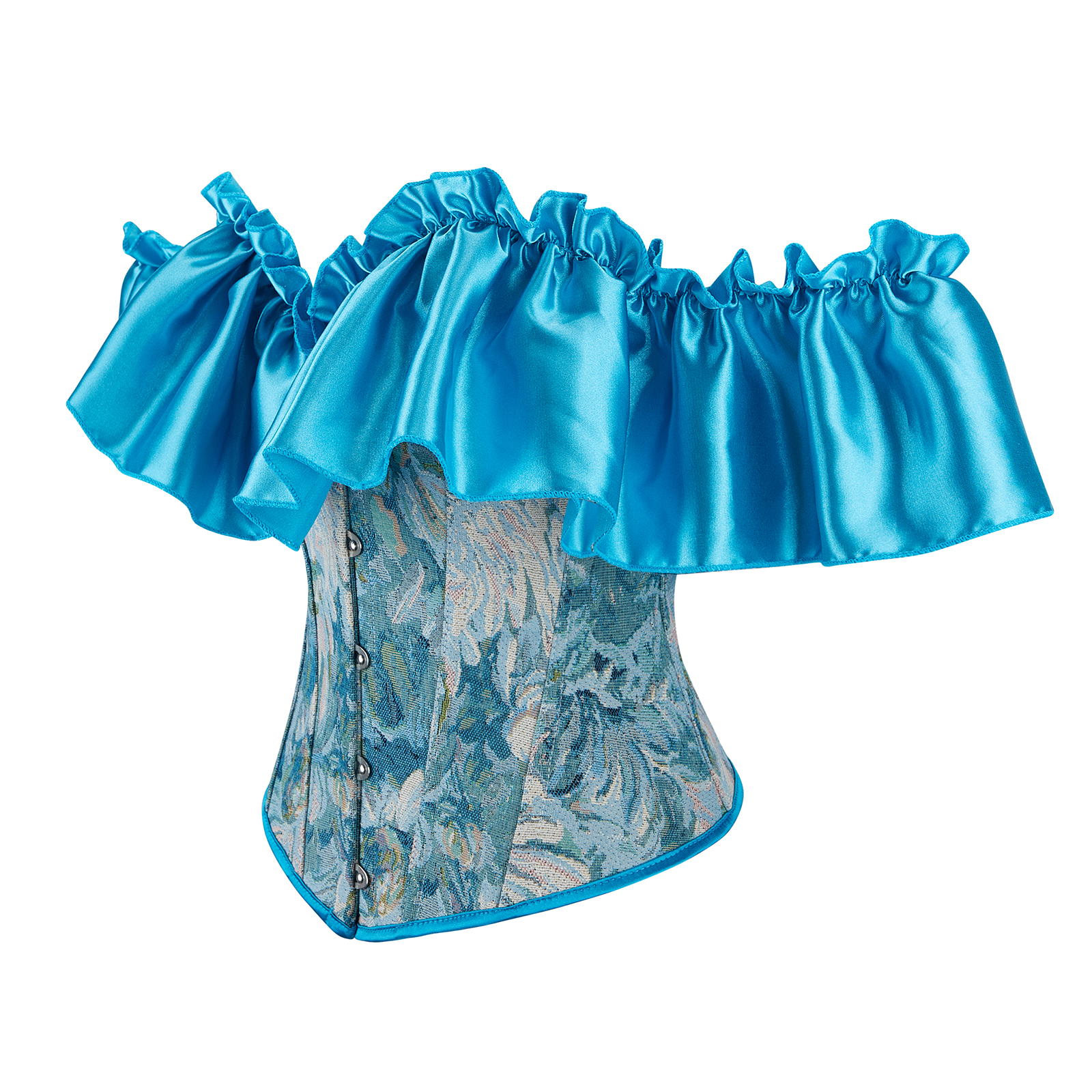 Femmes Bustier hauts Vintage Jacquard fleur Corset à volants manches corps Shaper à la mode Renaissance chemises