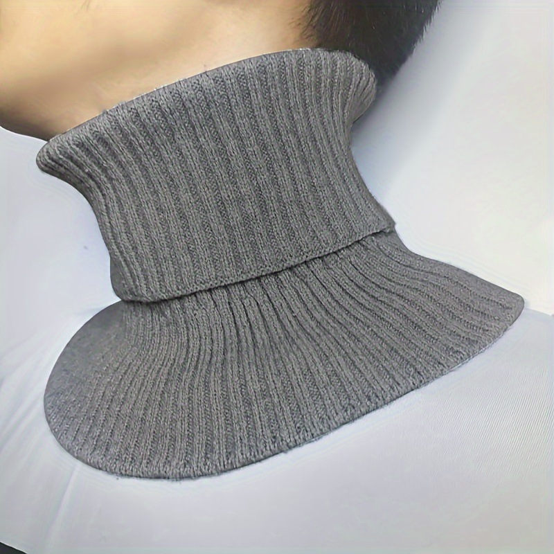 Écharpe tricotée pour hommes, faux col détachable, chauffe-cou, coupe-vent, en coton, à volants, couverture de col enveloppant, 27x18cm, hiver
