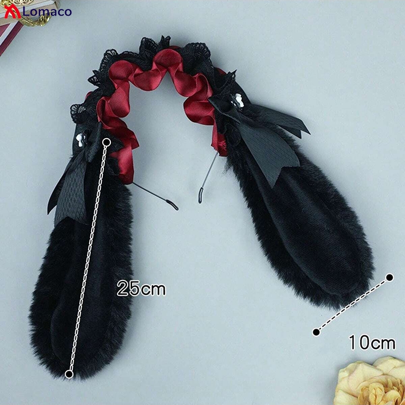 Bande de cheveux oreilles de lapin tombantes pour filles, bande de sauna Lolita, ruban de dentelle en peluche, bande dessinée, accessoires de cosplay, vêtements de sauna mignons, femmes