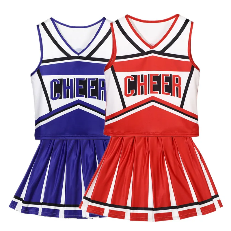 Robe de pom-pom girl pour filles, tenue de spectacle de fête de célébration de jeu de Football scintillant, Costume de joie personnalisé pour événements festifs
