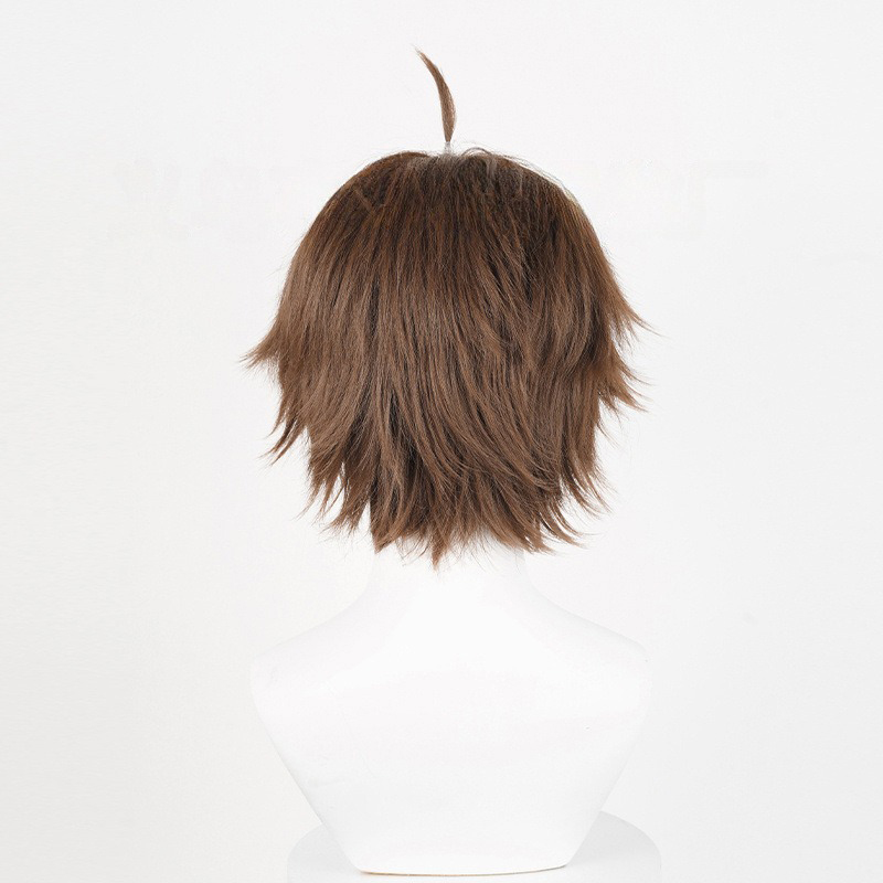 Perruque Anime Tomoaki Yuta Cosplay Homme Euro-Américain Cheveux Humains Courts Bruns 30CM Soie Haute Température pour Festival et Fête