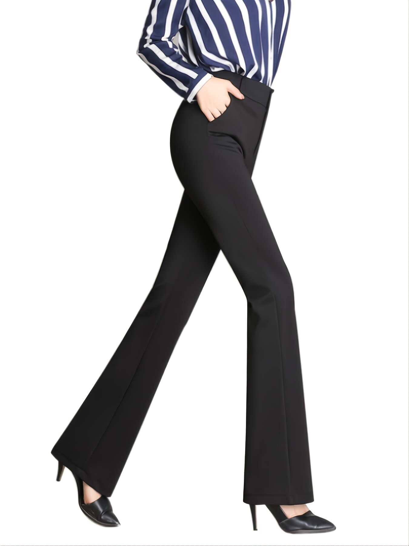 Pantalons décontractés d'affaires pour femmes, vêtements de bureau confortables avec poches, pantalons de travail élégants et coupe régulière