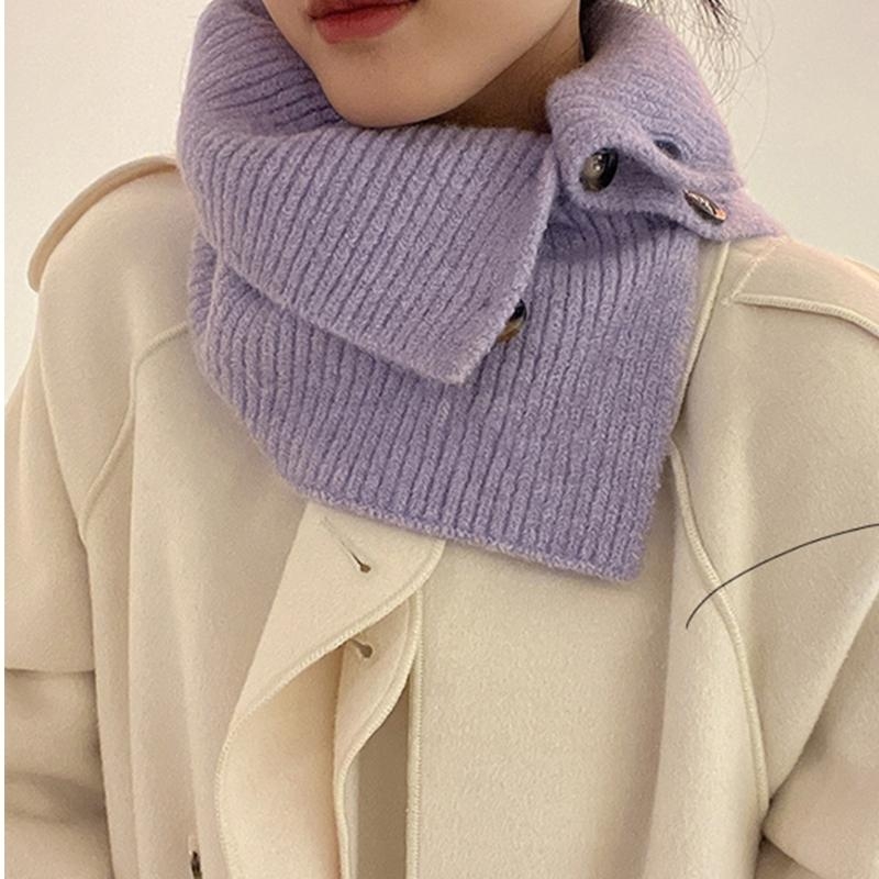 Câble tricot Snoods écharpe bouton tricoté écharpe filles automne hiver vêtements chauds châle à écharpe H7EF