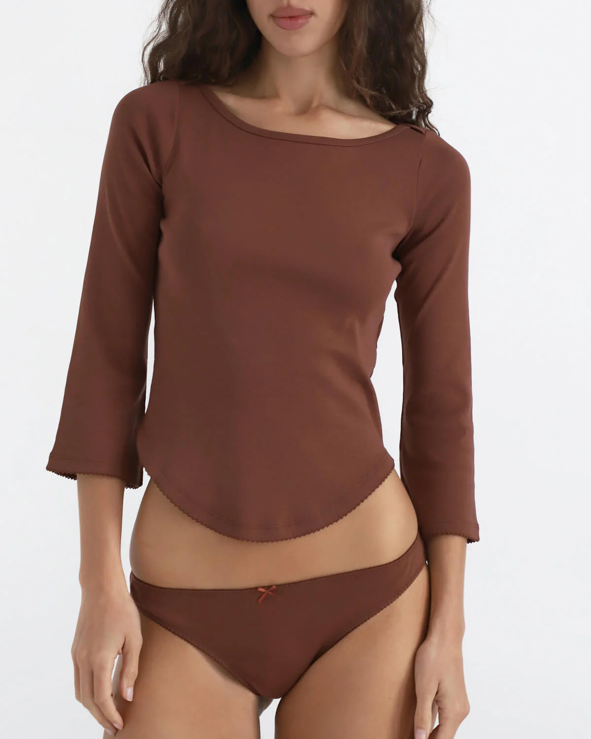 Haut à manches trois-quarts, col bateau épaules dénudées, design court en dentelle, manches cloche rétro, coupe ajustée, flatteur, sexy, chemise de base à manches trois-quarts, style Pure Desire, peut être porté comme couche intérieure ou extérieure.