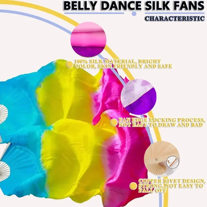 InjFan de danse du ventre fait à la main pour femmes, magasins et paire droite, danse injBamboo, long éventail, voile nickel é, style vertical, nouveau