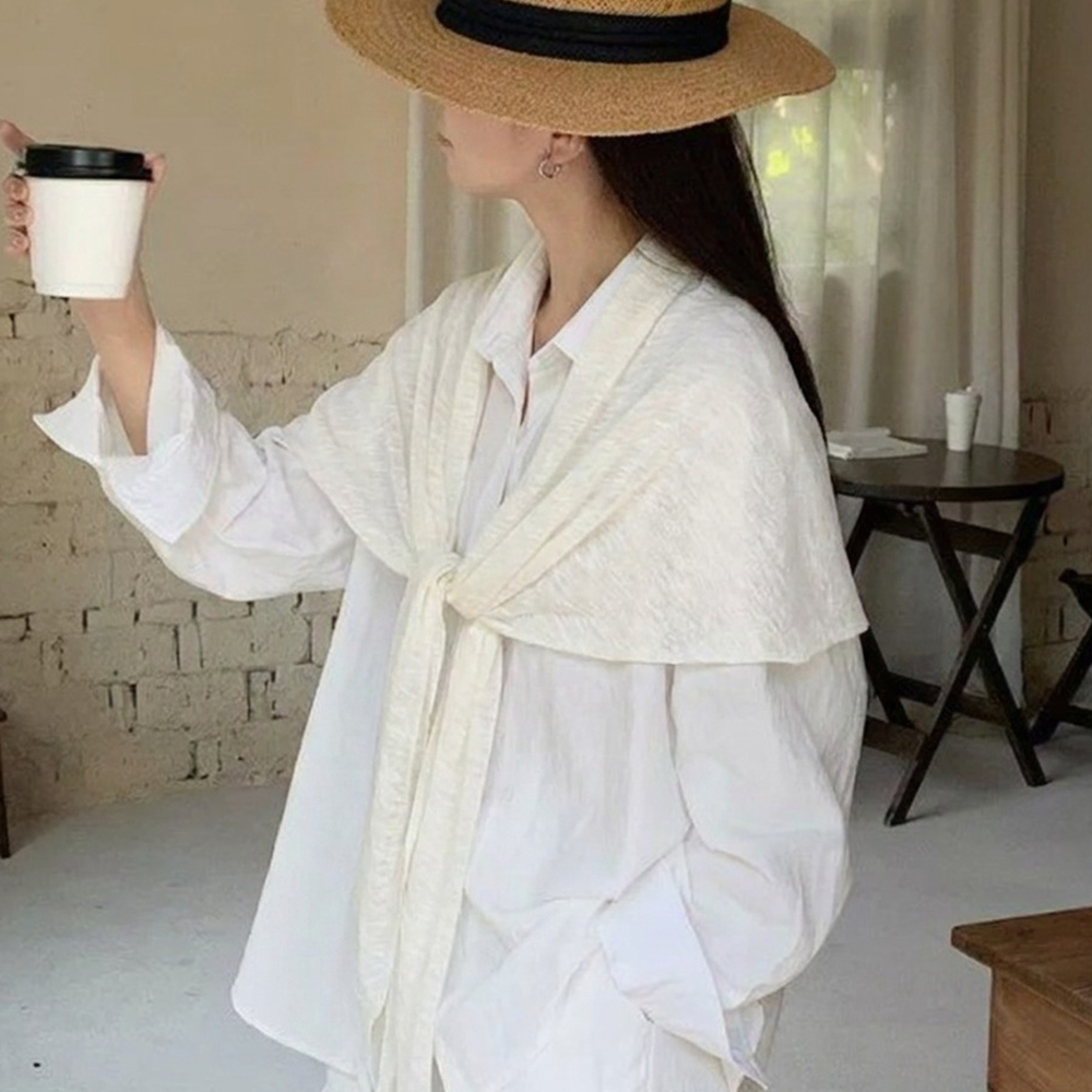 Châle triangulaire haut de gamme en soie glacée pour femme, protection solaire, avec écharpe en tricot, accessoire de mode décontracté