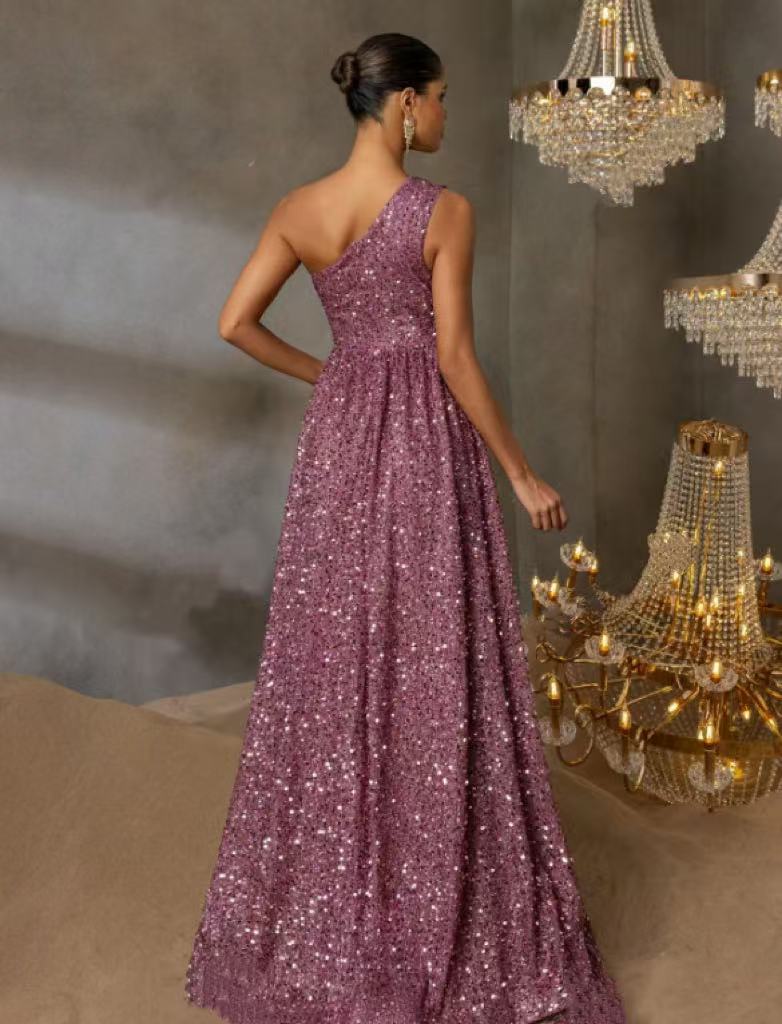 Robe de soirée élégante à une épaule pour femme – Parfaite pour les fêtes
