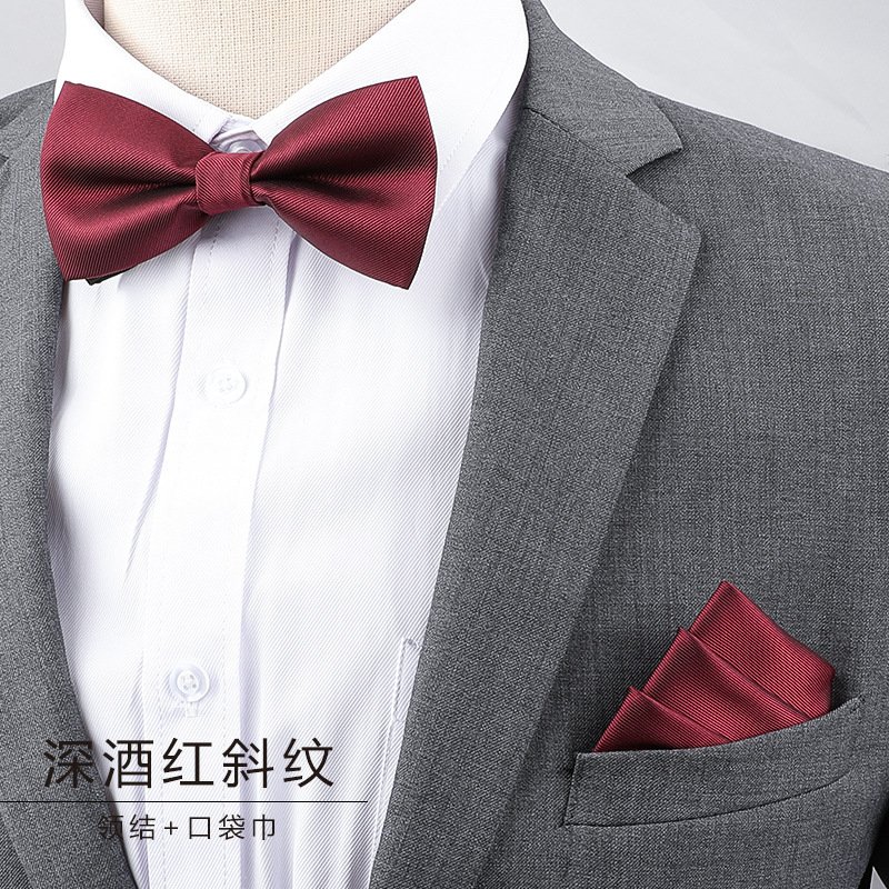 Nœud papillon et serviette de visage pour homme, pour costume, occasions formelles, banquets, mariages, tenues de marié, nœud papillon papillon masculin