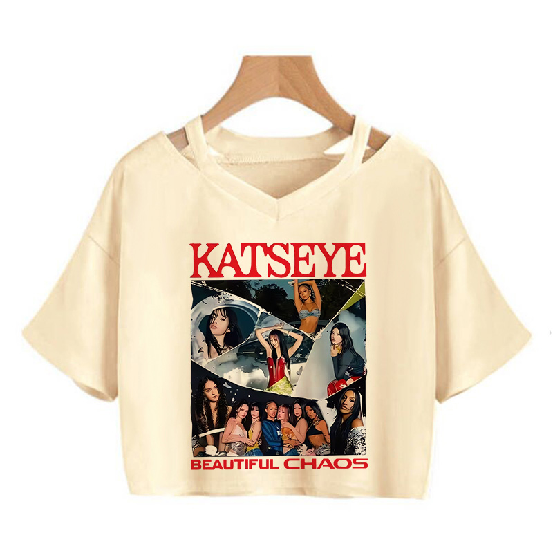 Femmes Style coréen culture hauts chaud gothique Y2k T-shirt graphique Vintage T-shirt femmes Katseye imprimer Sexy recadrée T-shirt vêtements