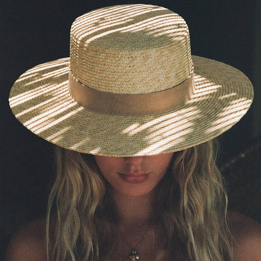 Chapeau de paille plat unisexe pour femme, protection UV, ombré, bord large, soleil, été, plage, nouveau, vente en gros