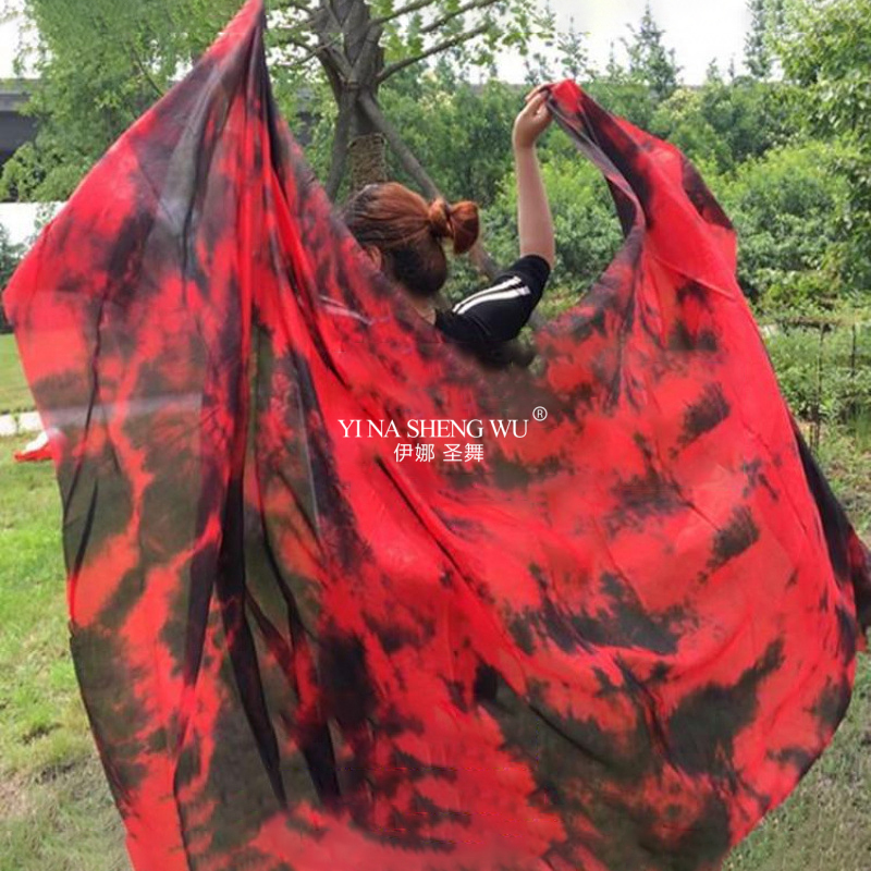 Cravate colorée teinte véritable foulard en soie naturelle personnalisé danse du ventre jeté à la main foulard en soie voile danse Performance accessoires de pratique