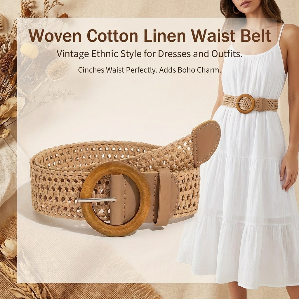 Ceinture tissée de style ethnique pour femmes, pour la décoration des robes, pour un usage quotidien décontracté