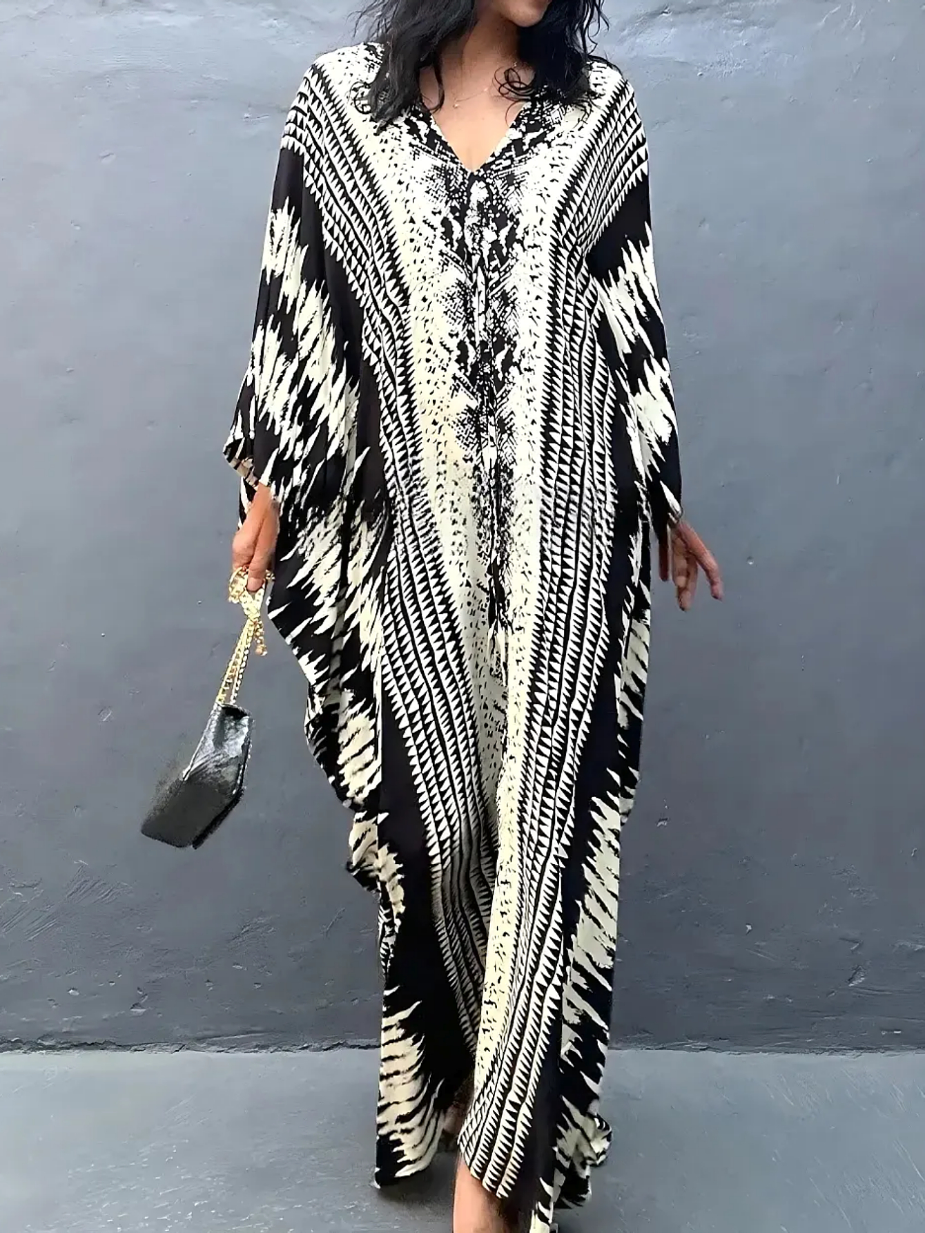 Robes caftan MAKABO pour femmes, col en V, imprimés colorés, robes de plage caftan pour maillots de bain