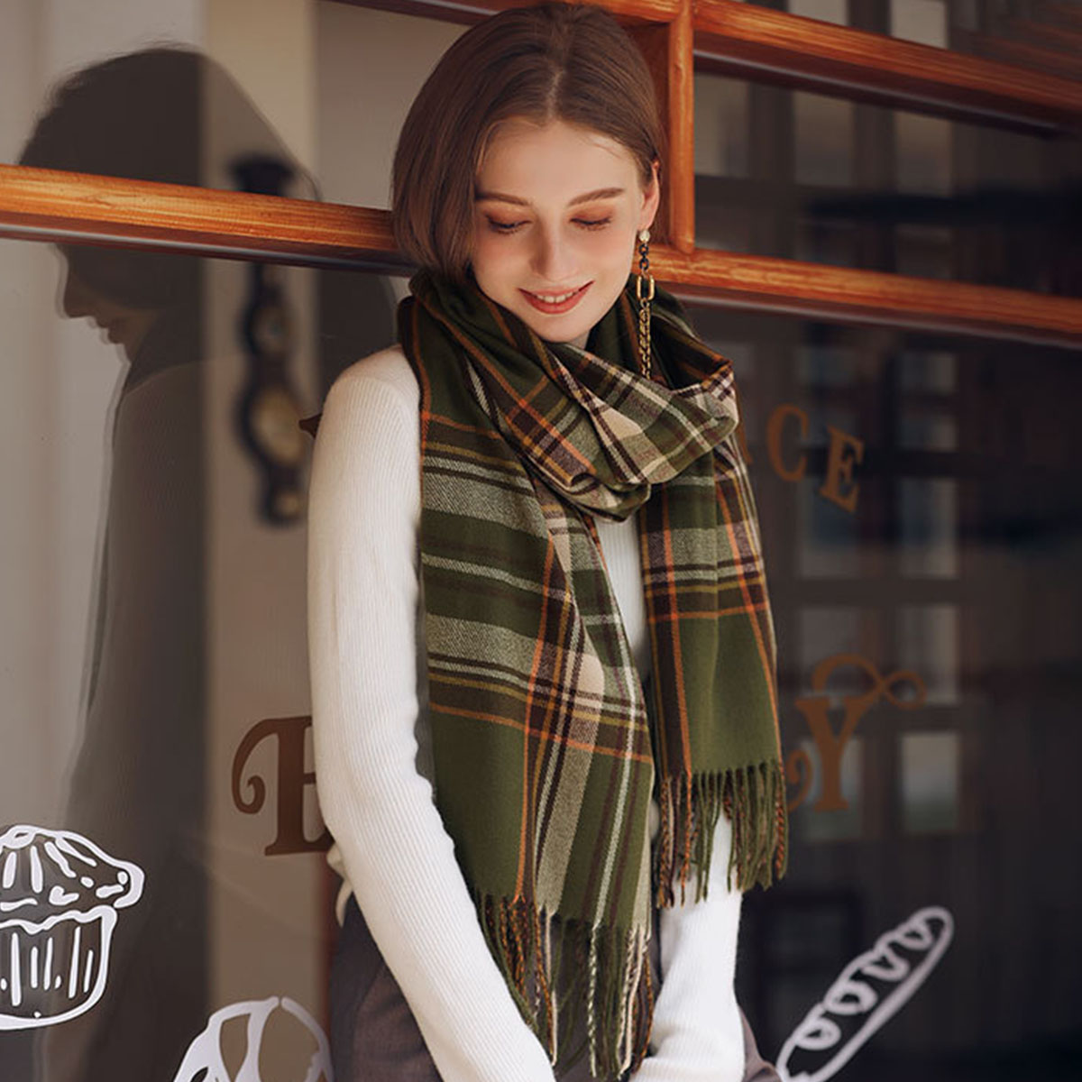 Écharpe chaude à carreaux écossais pour femme, style écossais, douce et longue, pour la Saint-Valentin, pour petite amie, femme, maman