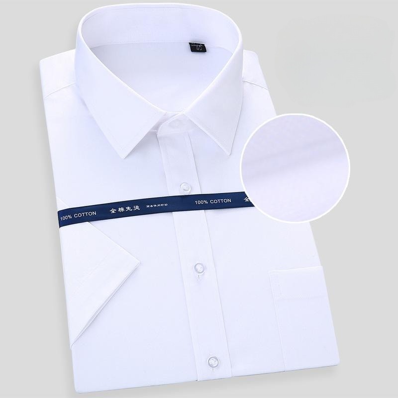Chemise d'affaires en pur coton pour hommes, chemise à manches courtes, chemise décontractée, coupe couvertes, blanc, social, classique, mode masculine, nouveau, 8XL
