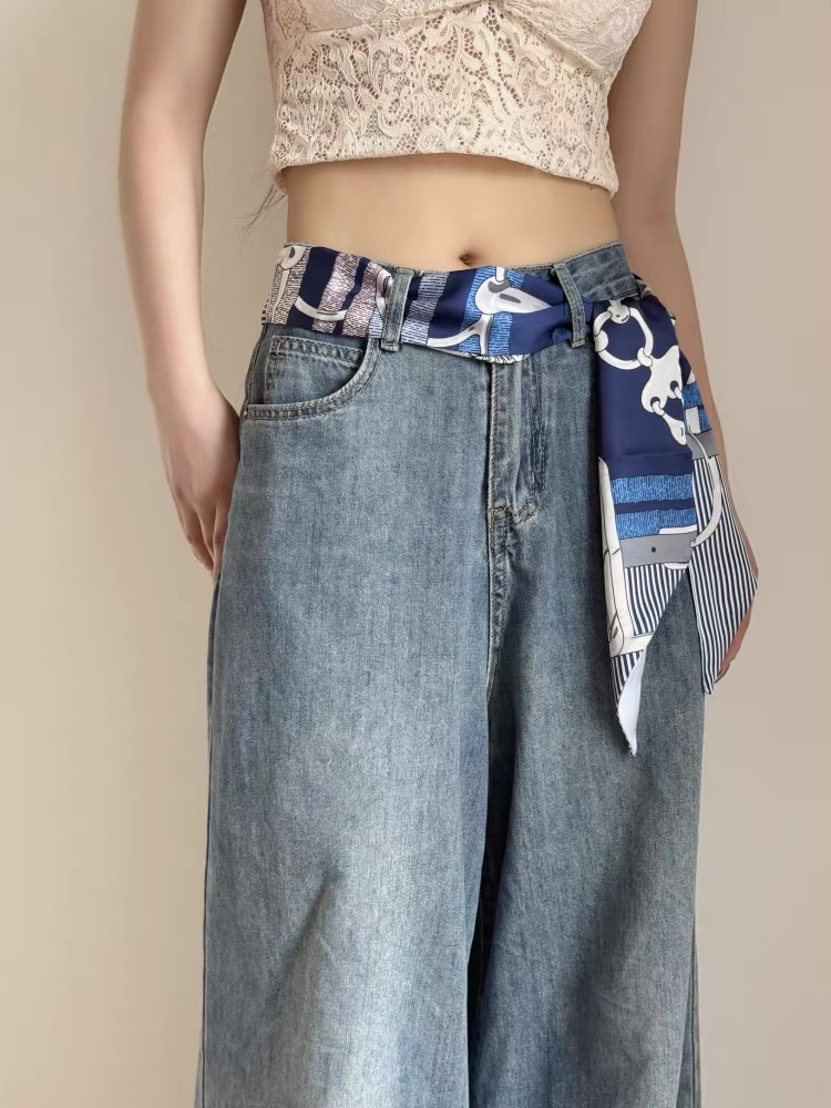 Écharpe bandeau imprimée tendance pour femme, cravate, sac avec ruban, écharpe en satin, écharpe ajustée pour femme, ceinture florale, 2025