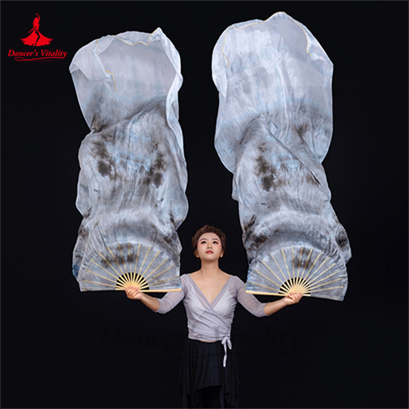 Voiles en éventail en soie naturelle Pure 100% pour femmes, Costumes de danse du ventre, accessoires pour filles