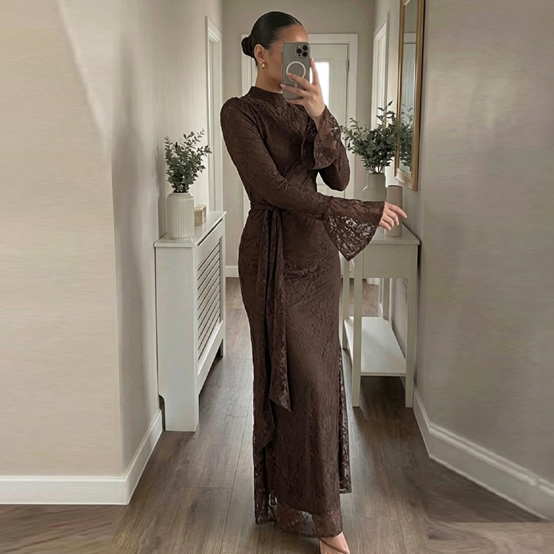 Robe longue sexy en maille moulante, col en V, bretelles larges, fleurs et sequins, dos nu, à nouer, jupe longue, collection été 2026, pour mariage, anniversaire, ou soirée, Vestido pour femme