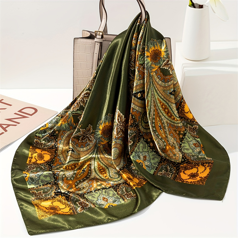 Injchâle-Écharpe carrée en satin pour femmes, foulard Paisley pour la présidence, bandeau de sauna féminin, bandeaux pour cheveux, foulard imprimé, hijab, enveloppes bandana, nouveau