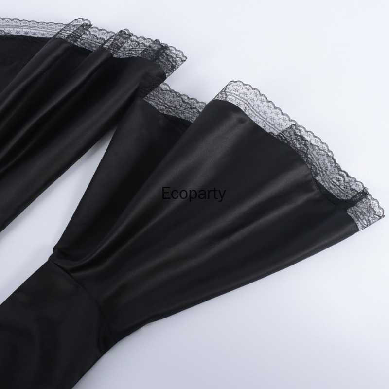 Robe gothique à capuche pour femmes, noire, col carré, manches évasées, grande balançoire, longue, Costume de fête d'halloween