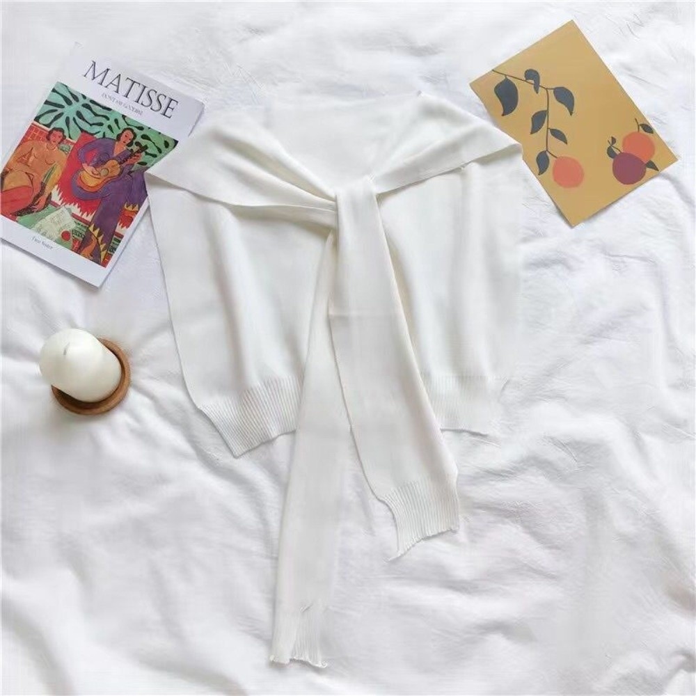 Écharpe châle tricotée tendance, design à nœuds fins, cape en laine, couleur unie, protège-cou, faux col pour femme