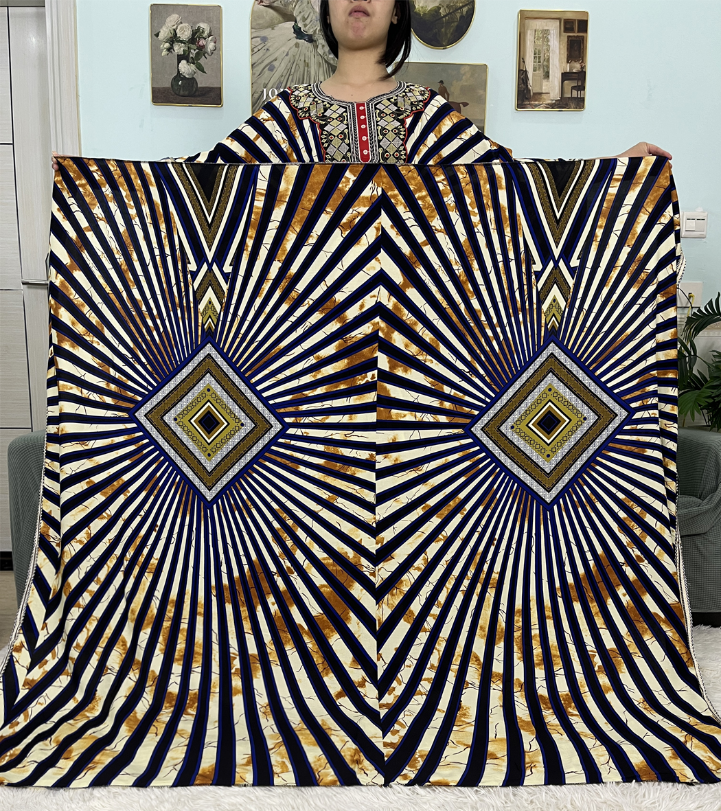 Abayas Musulmanes pour Femmes, Ensembles de Vêtements de Prière Imprimés en Coton, Robe Africaine avec Grande Écharpe 150x165cm