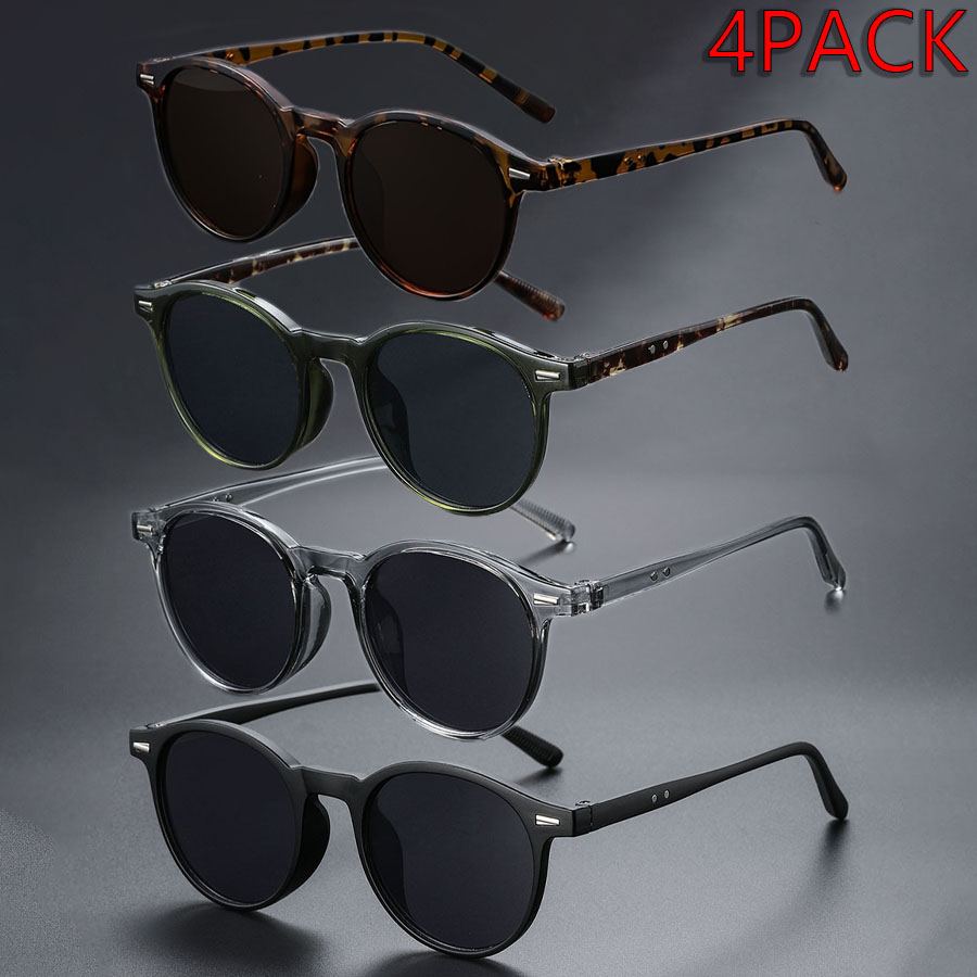 Pack de 4 lunettes tendance à monture ronde, unisexe, cadeau idéal pour la photographie de rue, les fêtes et les cadeaux