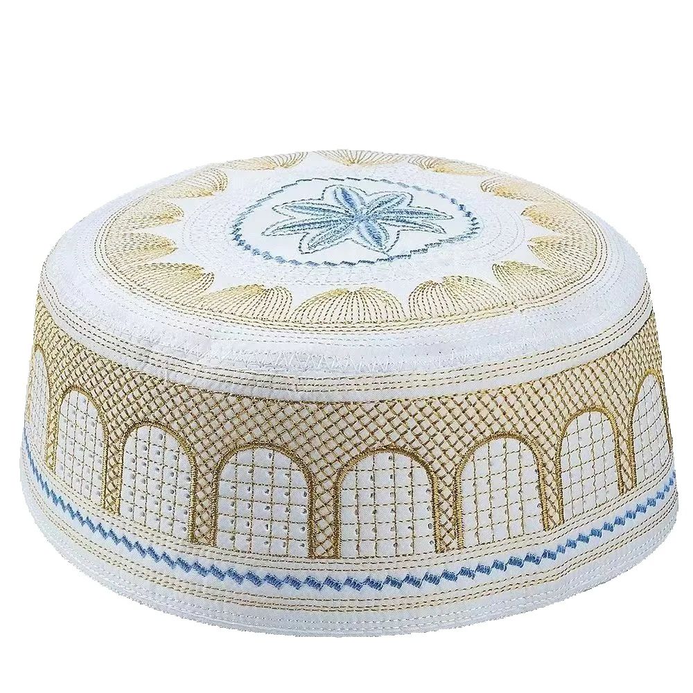 Chapeau de prière musulman pour homme, broderie de crâne islamique, bonnet arabe, couvre-chef de prière, cadeau Ramadan Aïd