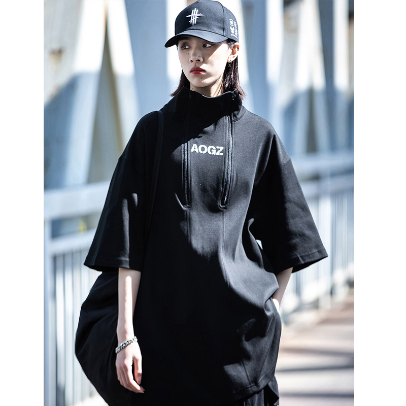Techwear-T-shirt à col roulé pour hommes, T-shirt Hip Hop, T-shirt Harajuku, Économie à manches courtes, Streetwear, Printemps, Été