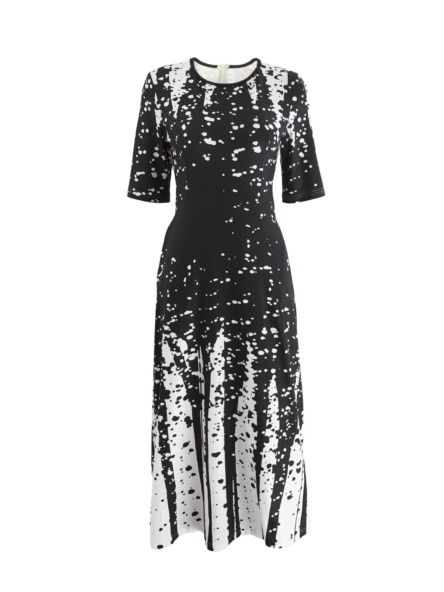 Robe longue de soirée élégante pour femmes, col rond, manches courtes, rétro, imprimé, décontracté, 2024