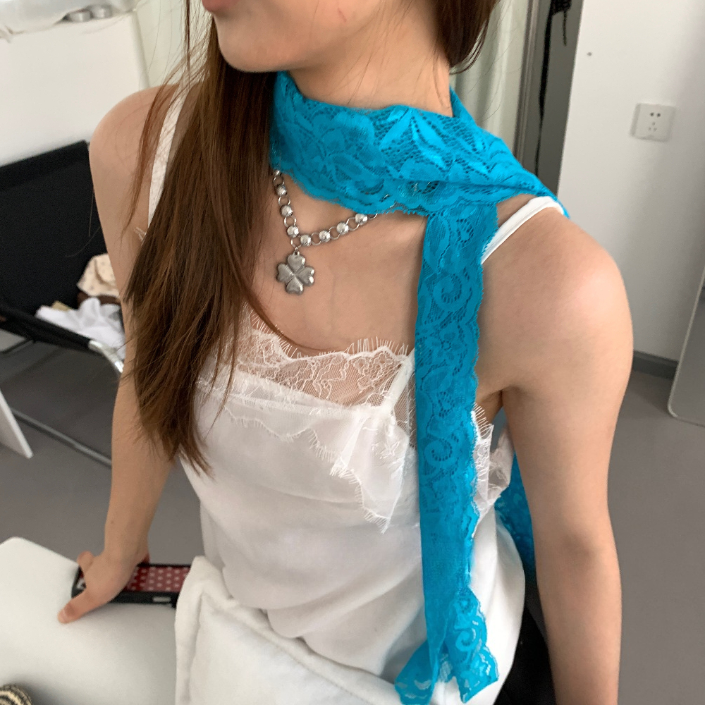 Nouveau Bandeau Large en Dentelle Style Coréen Vintage, Rétro Français Y2K, Élégant et Charmant, avec Foulard en Soie pour Femme, Accessoire Cheveux