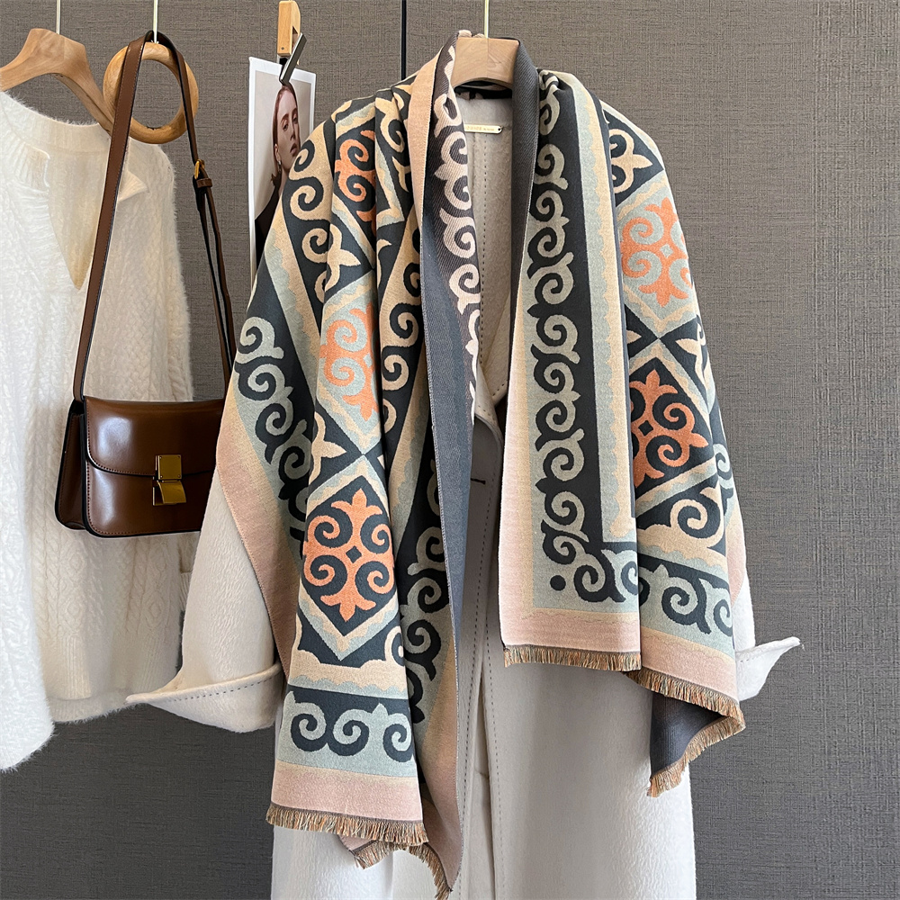 Écharpe de luxe en cachemire pour femme, châle imprimé, paréo doux, Poncho élégant, couverture épaisse et chaude, Pashmina, hiver