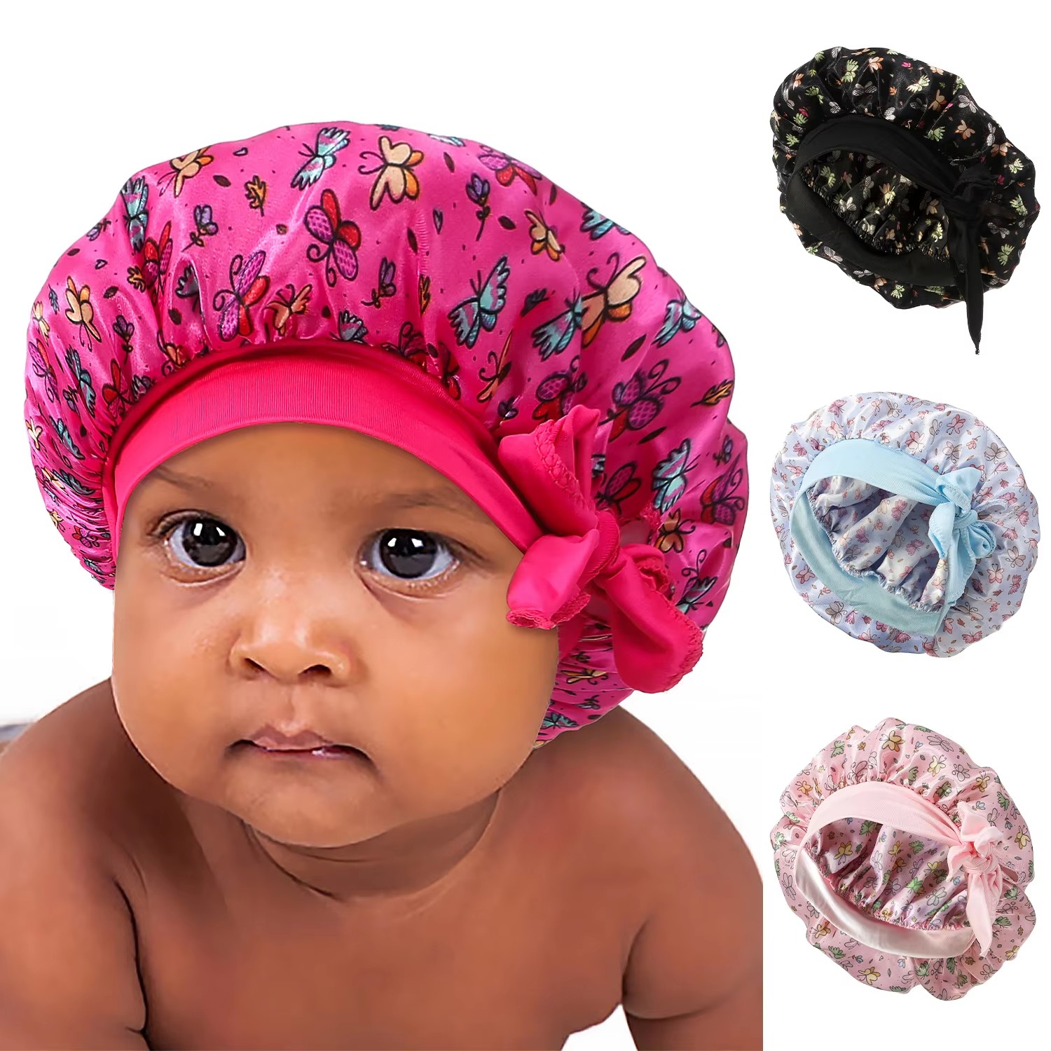 Bonnet en Satin pour bébé, soins capillaires, sommeil de nuit, bonnet en soie, nouveau-né, filles, enfants, Bonnets de couchage, chapeau de cuisine pour enfants