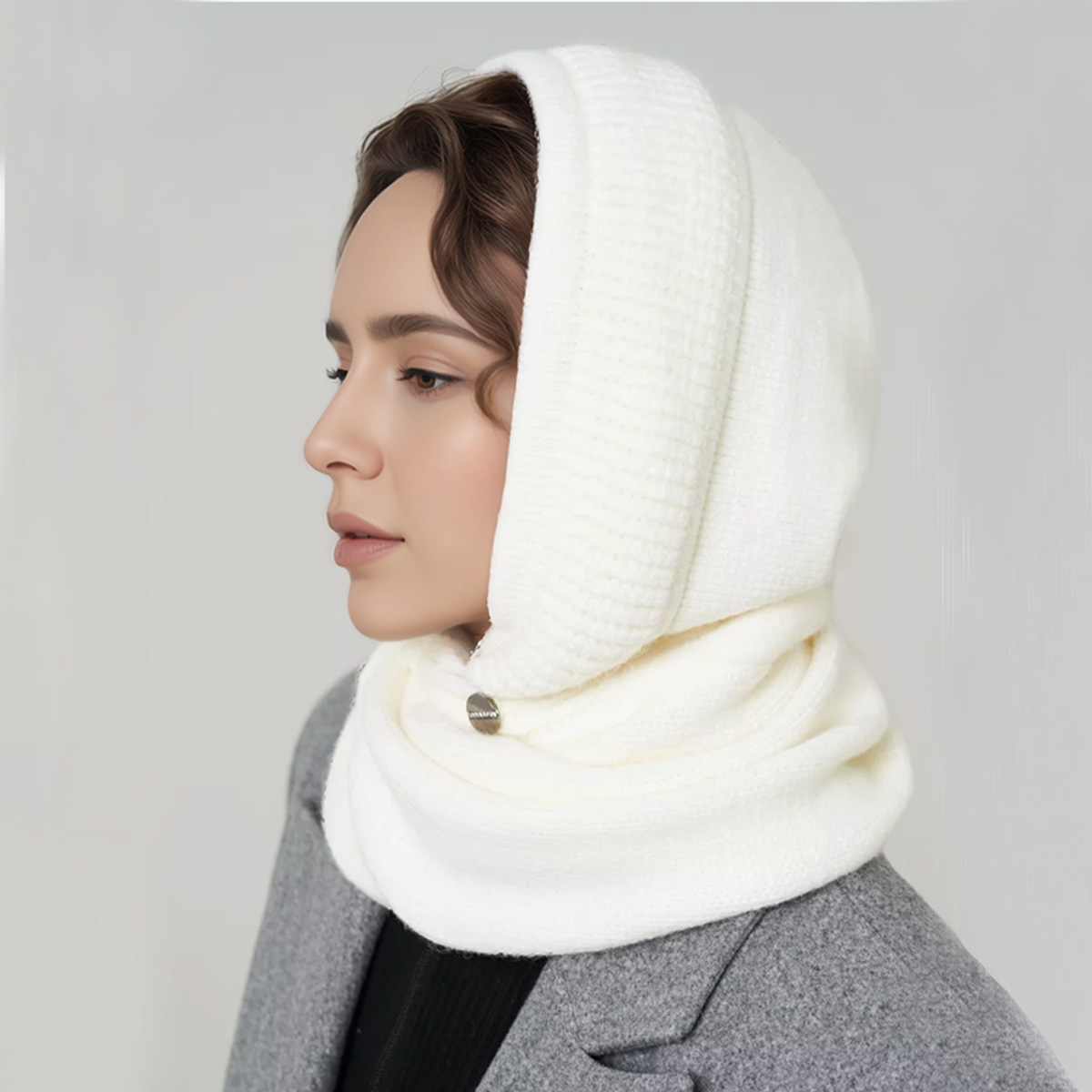 Cagoule d'hiver pour femmes, Bonnet, écharpe, tricot, casquettes à capuche, chaud, une pièce, col de cou, chapeaux pour filles