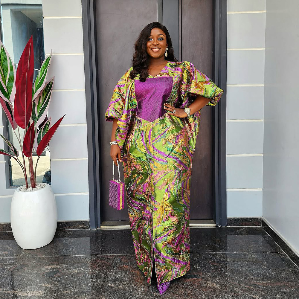 Nouvelle Collection : Robes Africaines pour Femme, Robes de Soirée en Tissu Jacquard à la Mode, Robes Élégantes et Luxueuses pour Femme, Kaftan pour Femme