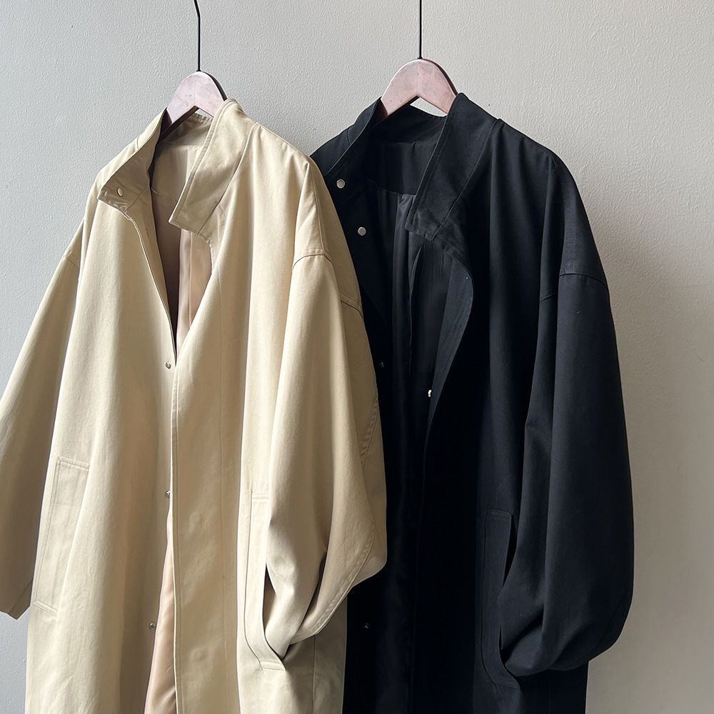Manteau trench japonais à col montant pour femme, nouvelle version coréenne automne-hiver 2026, manteau long matelassé texturé ample
