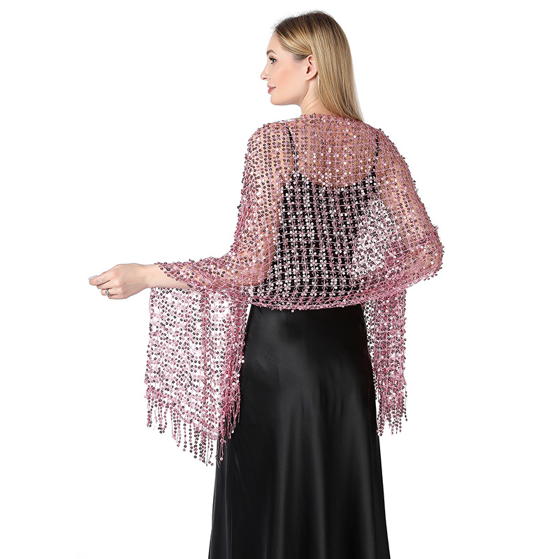 Robes de soirée brodées pour femmes, châles élégants, maille creuse, mariée, demoiselle d'honneur, mariage, os Wraps, décoration de fête pour dames