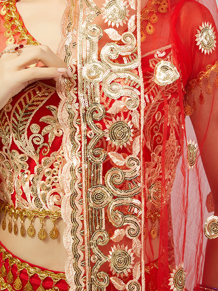 Costume de brevIndienne à Manches Courtes pour Femme, Pantalon avec Broderie en Dentelle, Saree Trempé financièrement, DQL10101