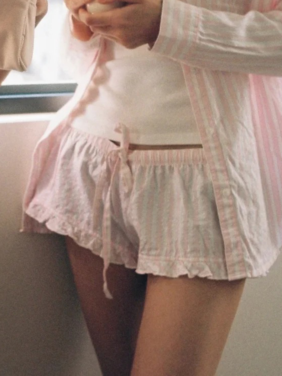 Ensembles T-shirt et pantalon rose pour femme, tenues décontractées d'été avec T-shirts à dentelle et shorts à volants, ensemble 2 pièces mignon et élégant