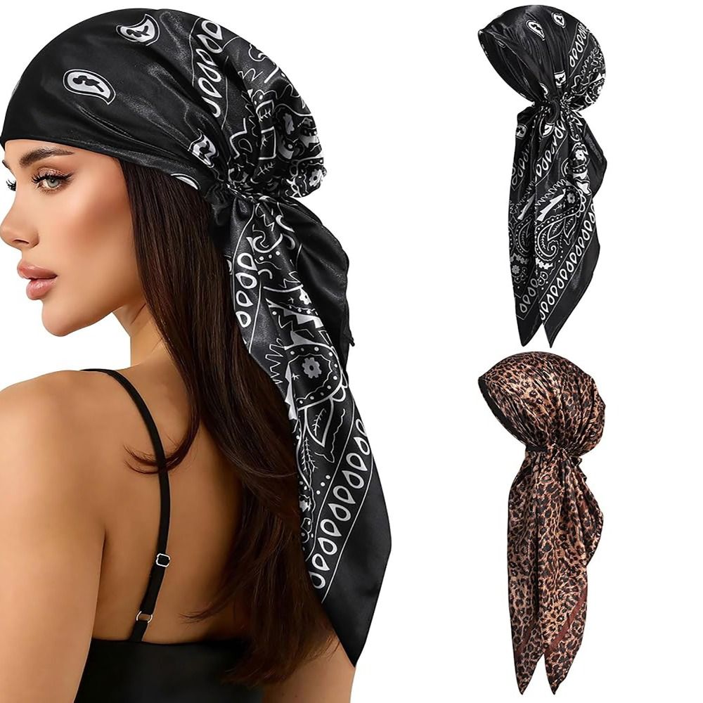 Turban imprimé léopard tendance, chapeau élégant en satin fin, foulard doux et respirant en soie pour femme, accessoires d'été