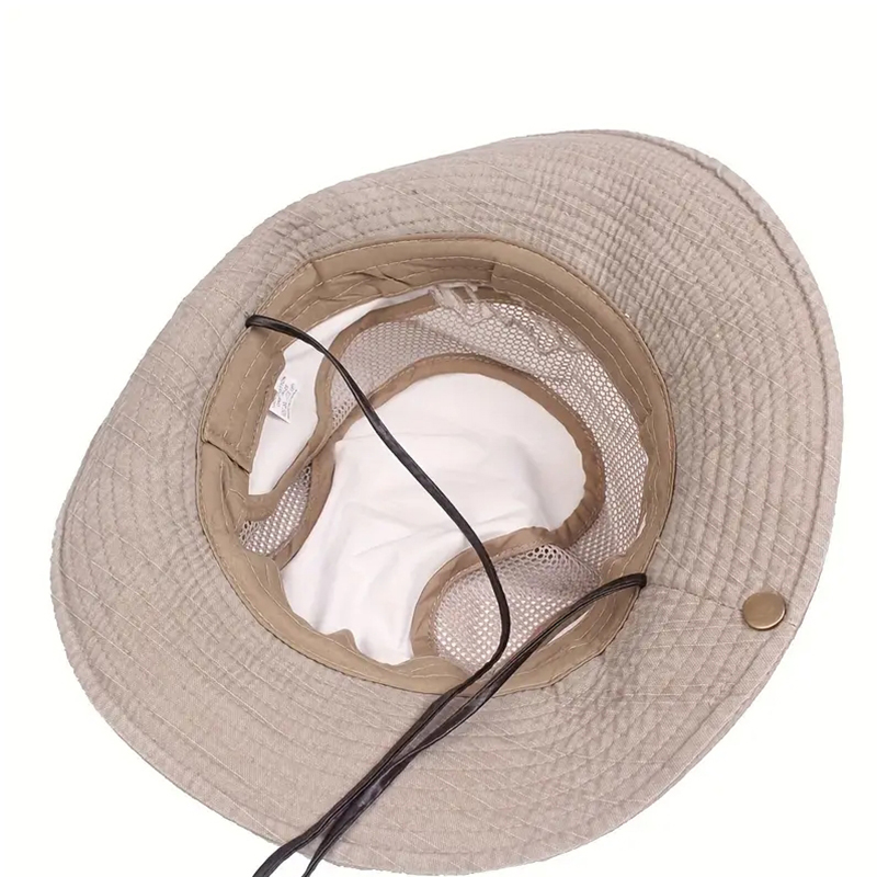 Chapeau de pêcheur en maille respirante pour homme avec protection solaire réglable pour l'été, adapté à la pêche en plein air et aux sorties à la plage