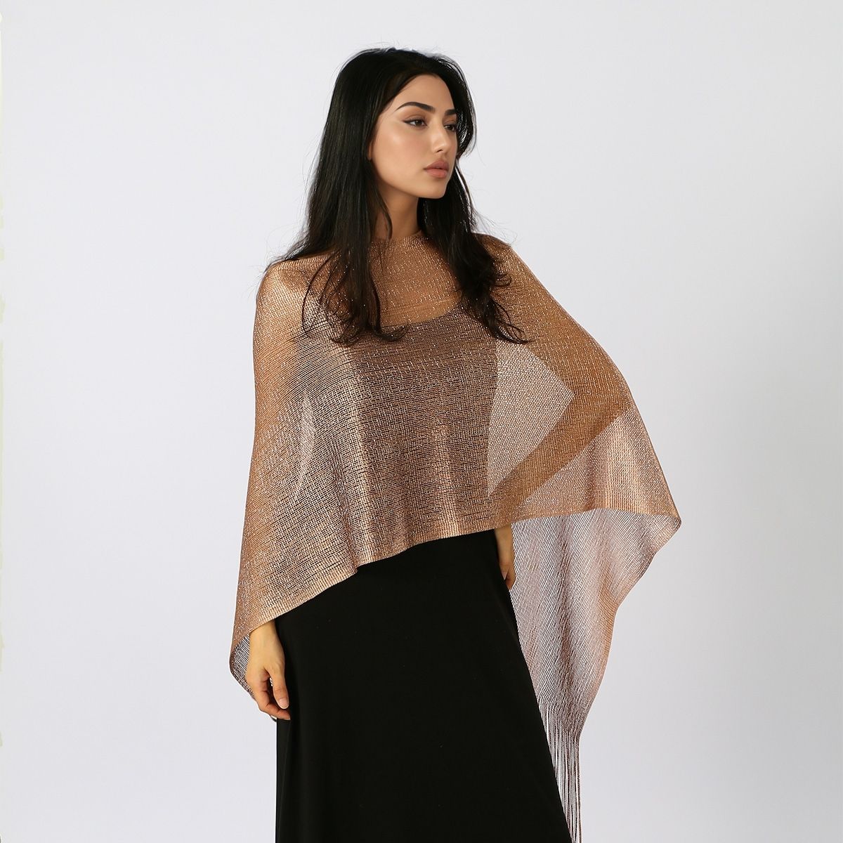 Châle en soie doré et argenté de qualité supérieure pour femme, avec longues franges, idéal pour mariée, demoiselle d'honneur, bal, soirée, mariage, ou comme tunique décontractée