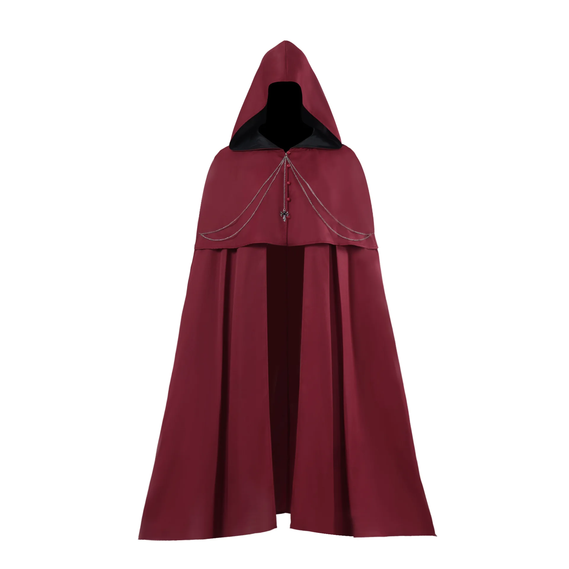 Vêtements médiévaux, cape, robe, costume steampunk, tenue gothique à capuche, costume de vampire, chevalier noir, guerrier, cosplay pour adulte