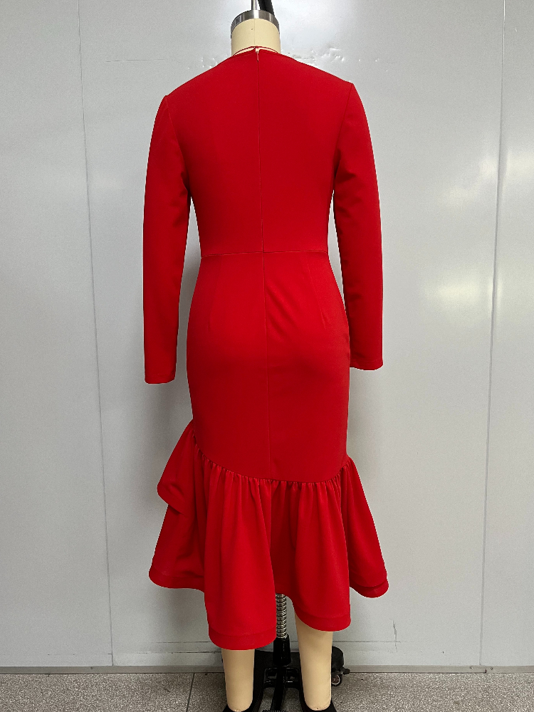 Robes d'église élégantes, manches longues, sirène, volants, pour femmes, bureau, travail, fête d'affaires, mode automne 2025, nouveau africain