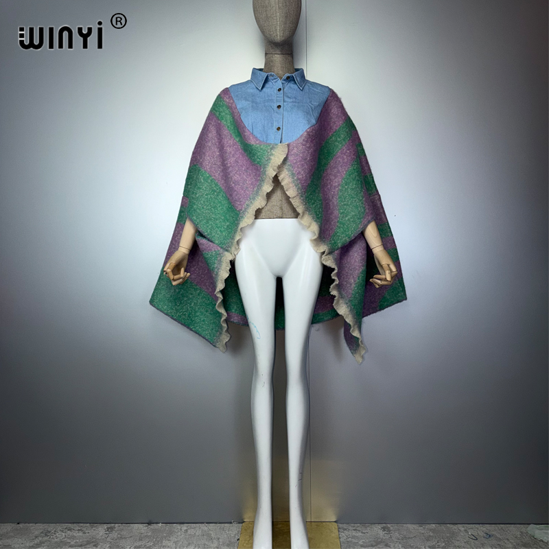 Poncho d'hiver tendance pour femmes WINYI, manteau africain, robe musulmane, abaya, veste cape de luxe pour femmes du Moyen-Orient