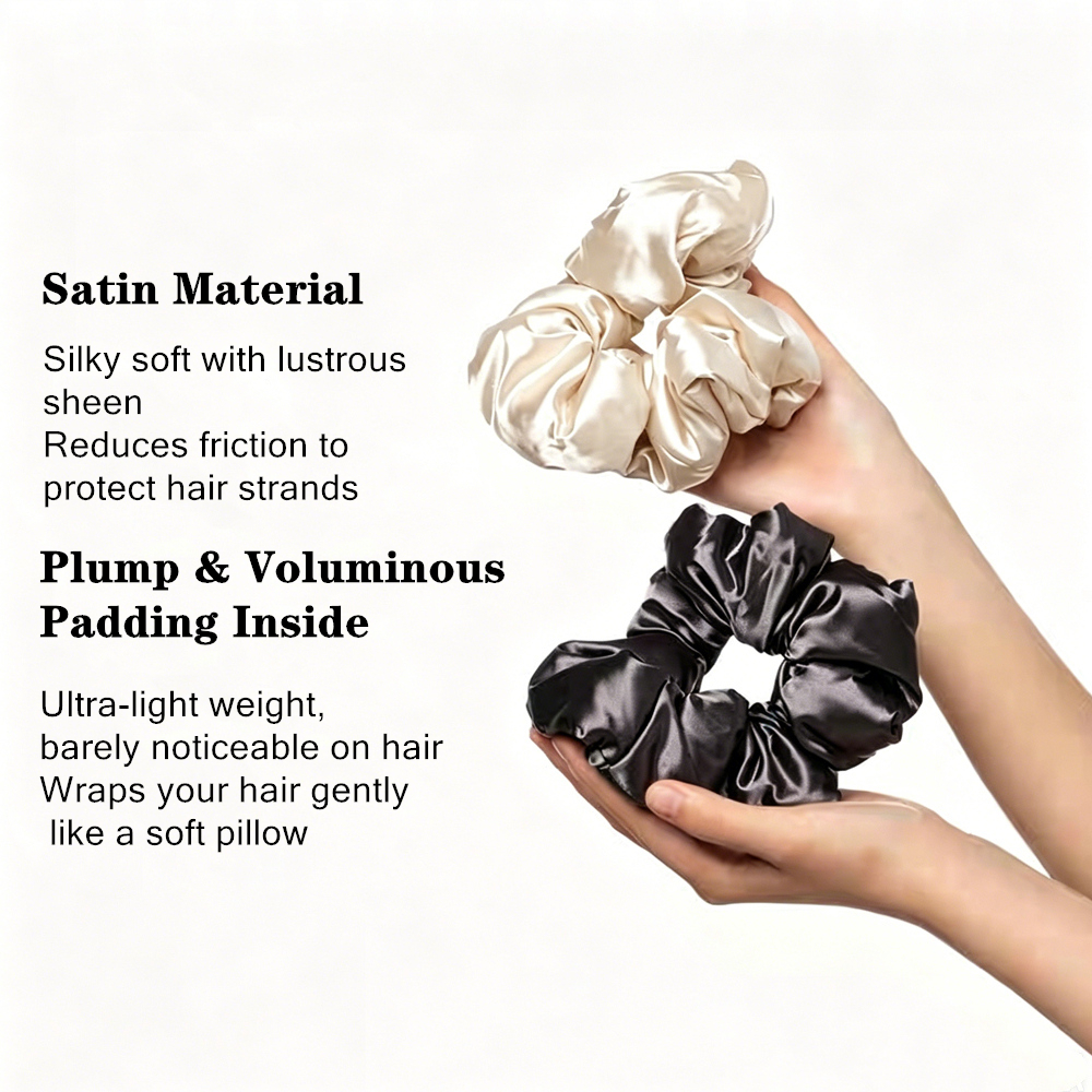 Lot de 2 chouchous en satin pour cheveux, rembourrés en coton, doux pour le sommeil, accessoires capillaires protecteurs pour femmes