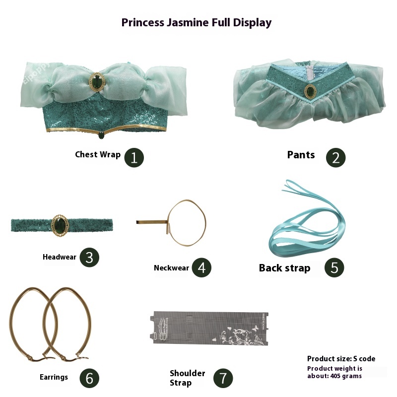 Costumes de cosplay, costumes de spectacle pour adultes, fêtes d'anniversaire pour dames de Noël, robes de princesse Jasmine de carnaval